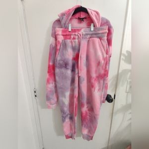 Align collective sweatpants sweatshirt set pink tie dye
